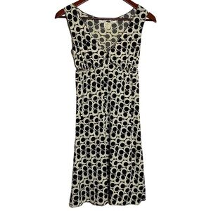 Max Studio Mini Black White Geometric Pattern Empire Waist A-Line Dress XS